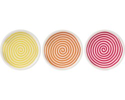 J-Line plateau Rond - hout - roze/oranje/geel - 3 stuks