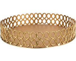 J-line - Plateau Rond Ringen Aluminium Goud - 49x49x10cm