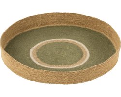 J-Line Plateau Rond+Cirkels Zeegras Groen/Naturel - Dienblad 50.00 x 50.00 cm