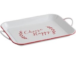 J-Line Plateau schaal Choose Happy Metaal Rood/Wit