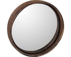 J-Line plateau Spiegel Rond - rotan - bruin - small