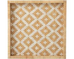 J-line - Plateau Vierkant Patronen Rotan Naturel/wit - 51x51x4cm