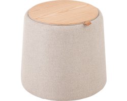 J-Line poef/bijzettafel Rond - textiel/hout - beige