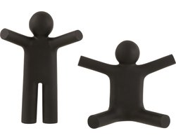 J-Line P'tit Maurice kapstok - kunststof - zwart - 2 stuks - woonaccessoires