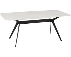 J-Line Rechthoek tafel - eettafel - porselein/metaal - wit/zwart - woonaccessoires