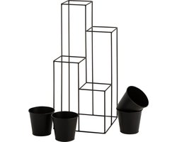 J-Line rek bloempothouder 4 Potten - metaal - zwart - small - Ø 31 cm