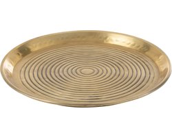 J-Line Rond Rigen plateau - dienblad - metaal - goud - small - woonaccessoires