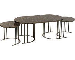 J-Line salontafel - metaal - zilver/bruin - set van 3