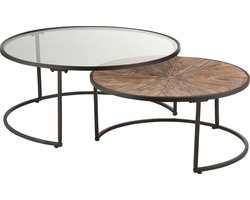J-line - Salontafelset Rond Metaal Zwart - 91x91x41cm - Set Van 2