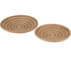 J-Line schaal Cirkel - zeegras - mix - set van 2