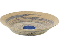 J-Line schaal Decoratief Gestreept - zeegras - naturel/blauw