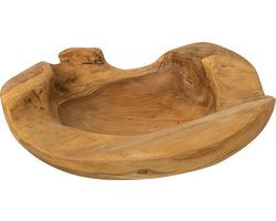 J-Line Schaal Igor Onregelmatig Teak Hout Naturel Medium