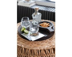 J-Line schaal Rond handvat - hout - donkerbruin - small