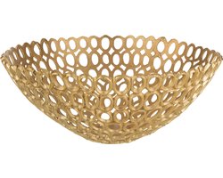 J-Line schaal Rond Ringen - aluminium - goud - large