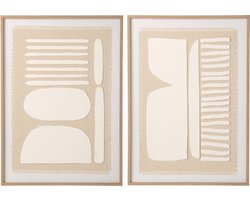 J-Line schilderij Abstract - canvas - wit/naturel - set van 2