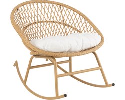 J-Line schommelstoel + kussen Zayo - metaal/riet - beige