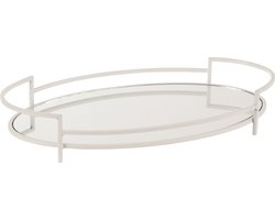 J-Line schotel Ovaal met spiegel - metaal/glas - wit