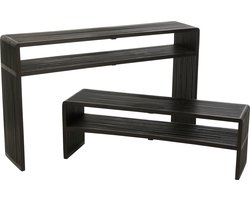 J-line - Set Van 2 Console Met Schap Gerecycleerd Teak Zwart - 130x30x80cm