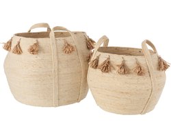 J-Line set van 2 manden Bol - naturel - lichtbruin