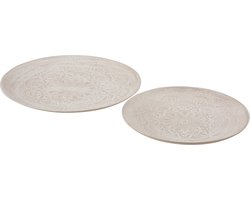 J-Line Set van 2 Plateaus Mandala Hout