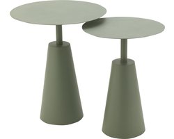 J-line - Set Van 2 Tafels Rond Ijzer Groen - 48x48x56cm