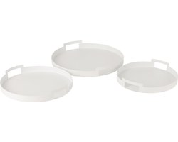 J-line - Set Van 3 Plateau Rond Metaal Wit - 45x45x6.5cm