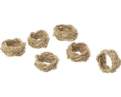 J-Line Set Van 6 Servetring Gevlochten Zeegras Naturel