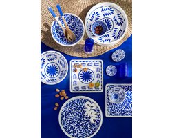 J-Line slabestek - hout - blauw/naturel - 2 stuks