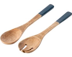 J-Line slabestek - hout - blauw/naturel - 6 stuks