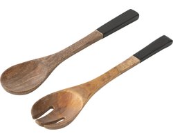 J-Line slabestek - mangohout - zwart/naturel - 2 stuks
