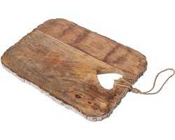 J-Line Snijplank met hart en schors - mangohout - naturel - large