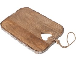 J-Line Snijplank met hart en schors - mangohout - naturel - medium