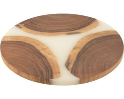 J-Line snijplank Rond - hout/epoxyhars - naturel/wit