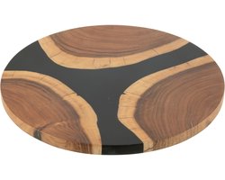 J-Line snijplank Rond - hout/epoxyhars - naturel/zwart