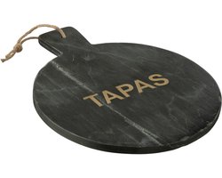 J-Line snijplank Tapas Rond Marmer - steen - zwart/goud