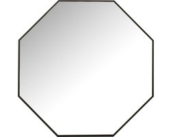 J-Line spiegel Achthoek - glas/metaal - zwart - Ø 65 cm