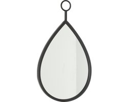 J-Line spiegel Drop - glas - zwart - small - 30.5 x 53.5 cm