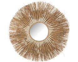 J-Line spiegel Melissa Paille - raffia - naturel/wit - small - Ø 75 cm
