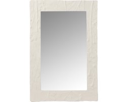 J-Line spiegel Rechthoekig Relief Bloem - polyresin - wit - small - 41.5 x 61.5 cm