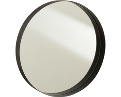 J-Line spiegel Rond Boord - metaal - zwart - medium - Ø 40 cm