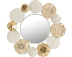 J-Line spiegel Rond Cirkels - metaal - wit/goud - Ø 67.5 cm