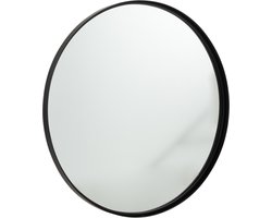 J-Line Spiegel Rond Hoge Rand Metaal/Glas Zwart Medium