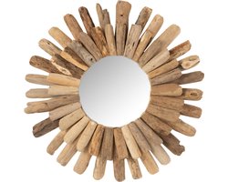 J-Line spiegel Rond - hout - naturel - medium - Ø 52 cm