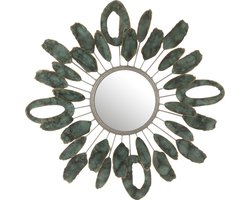 J-Line spiegel Stukjes Ovaal - metaal - goud/groen - Ø 61 cm