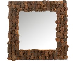 J-Line spiegel Syma - hout/spiegel - naturel - small - 90 x 90 cm