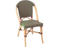 J-Line stoel Ego - riet - roze/groen - 2 stuks