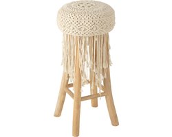 J-Line stoel Fringes Macrame - hout - wit