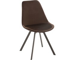 J-Line stoel Helene - metaal/textiel - donkerbruin - 2 stuks