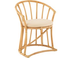 J-Line stoel + kussen - jute/textiel - naturel/wit