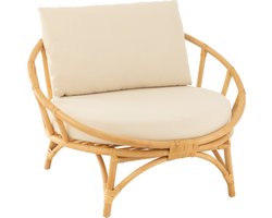 J-Line stoel + kussen - jute/textiel - naturel/wit
